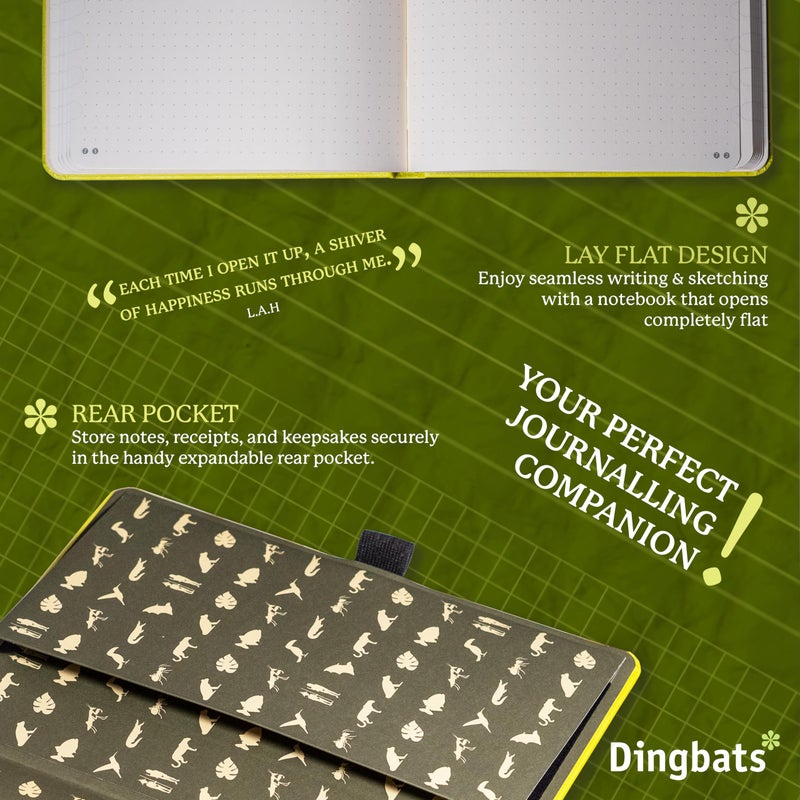 Dingbats* Notebooks Dingbats* Earth Dotted Writing Journal Notebook A5 - Vegan Leather Hardcover - Ideal for Work, Travel - Pocket, Elastic Closure & Bookmark - Image 5